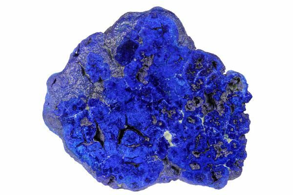 A vivid blue, cut and polished azurite nodule from the Poteryaevskoe Mine in Russia.